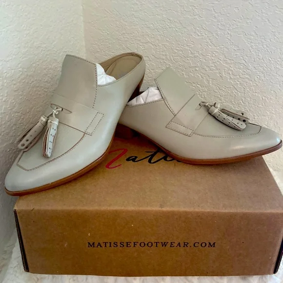 Women’s NWT MATISSE Ivory Leather Mules Shoes from Nordstrom size 7.5 - Picture 5 of 12